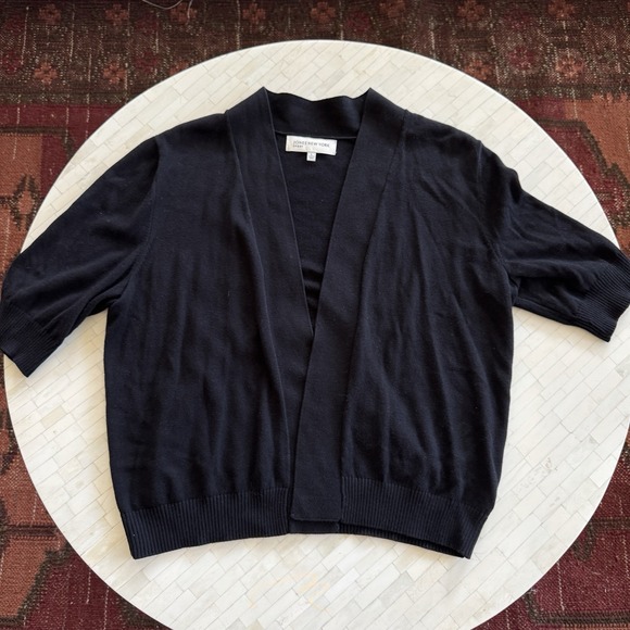 Jones New York Sport Open Cropped Black Cardigan Short Sleeve Womens L Viscose - Picture 6 of 8